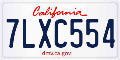 CA license plate 7LXC554