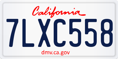 CA license plate 7LXC558