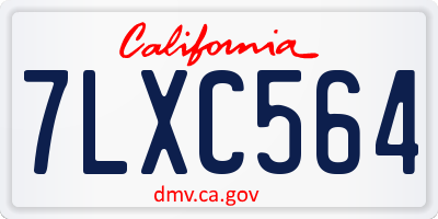 CA license plate 7LXC564