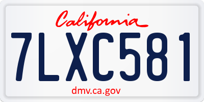 CA license plate 7LXC581