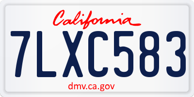CA license plate 7LXC583