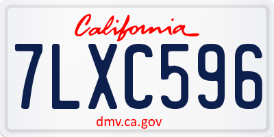 CA license plate 7LXC596