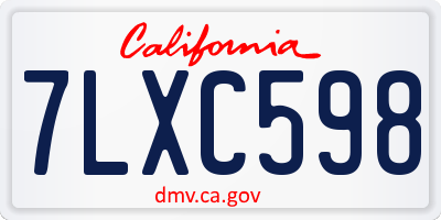 CA license plate 7LXC598
