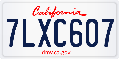 CA license plate 7LXC607