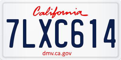 CA license plate 7LXC614