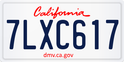CA license plate 7LXC617
