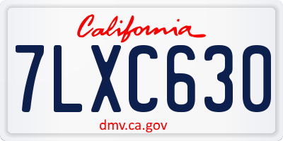 CA license plate 7LXC630