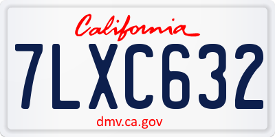 CA license plate 7LXC632