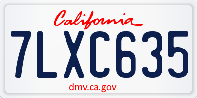 CA license plate 7LXC635