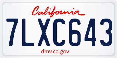 CA license plate 7LXC643