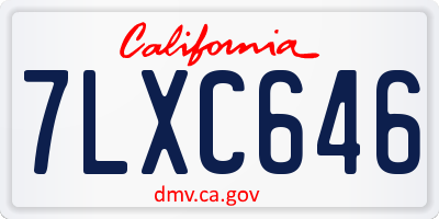 CA license plate 7LXC646