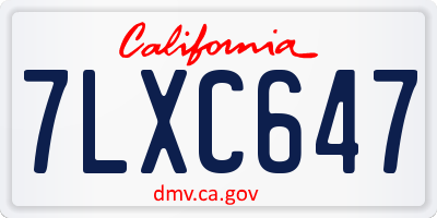 CA license plate 7LXC647