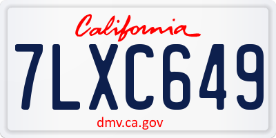 CA license plate 7LXC649