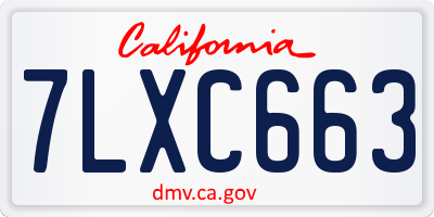 CA license plate 7LXC663