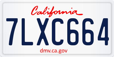 CA license plate 7LXC664