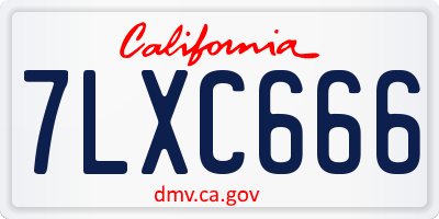 CA license plate 7LXC666