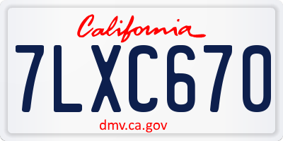 CA license plate 7LXC670