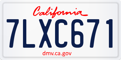 CA license plate 7LXC671