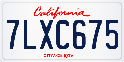 CA license plate 7LXC675