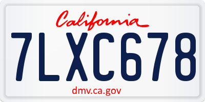 CA license plate 7LXC678