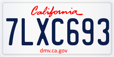 CA license plate 7LXC693