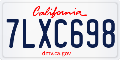 CA license plate 7LXC698