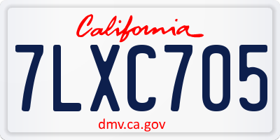 CA license plate 7LXC705