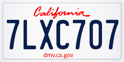 CA license plate 7LXC707
