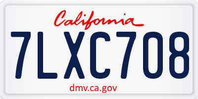 CA license plate 7LXC708