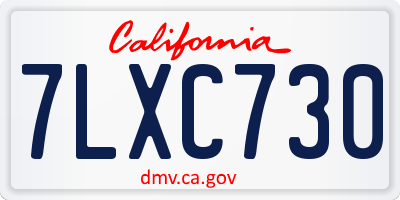 CA license plate 7LXC730