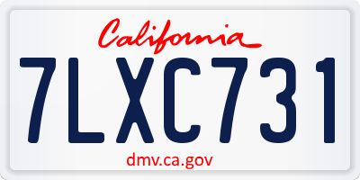 CA license plate 7LXC731