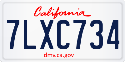CA license plate 7LXC734