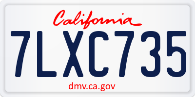 CA license plate 7LXC735