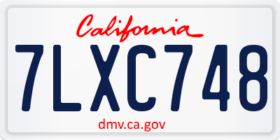 CA license plate 7LXC748
