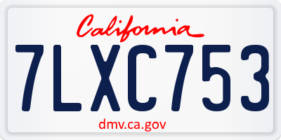 CA license plate 7LXC753
