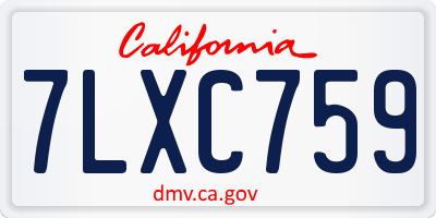 CA license plate 7LXC759