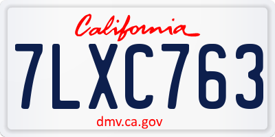 CA license plate 7LXC763