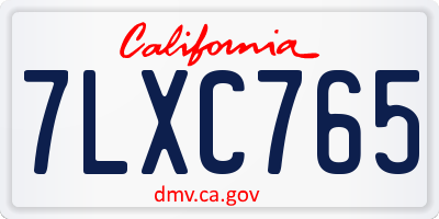 CA license plate 7LXC765