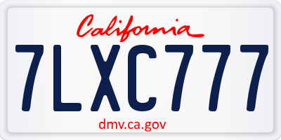 CA license plate 7LXC777