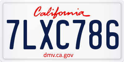 CA license plate 7LXC786