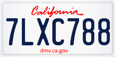 CA license plate 7LXC788