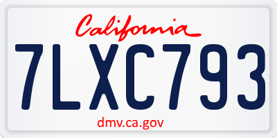 CA license plate 7LXC793