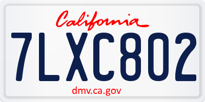 CA license plate 7LXC802