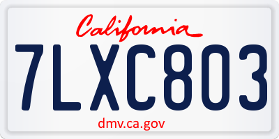 CA license plate 7LXC803