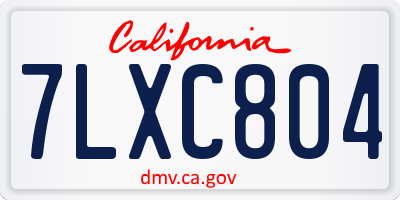 CA license plate 7LXC804
