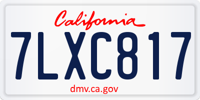CA license plate 7LXC817