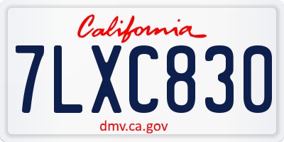 CA license plate 7LXC830
