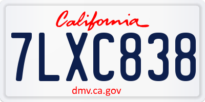CA license plate 7LXC838