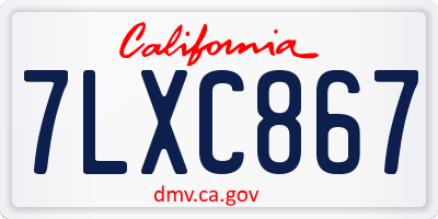CA license plate 7LXC867