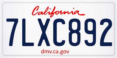 CA license plate 7LXC892